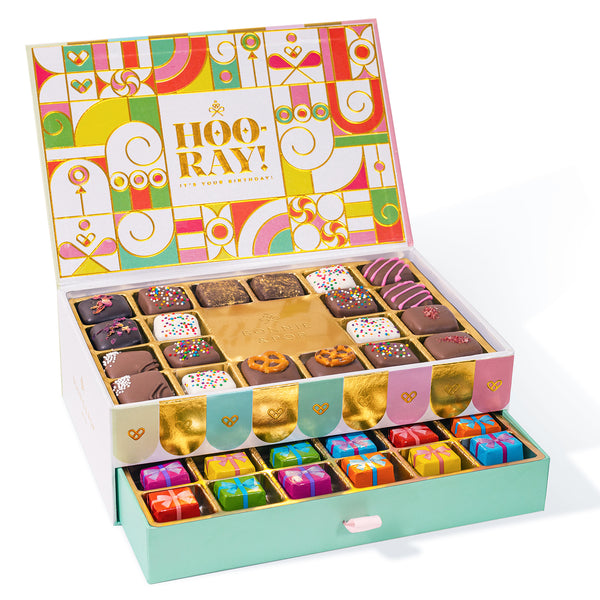 Birthday Chocolate Gift Basket – Gourmet Chocolate Birthday Gift Box with Assorted Truffles, Caramels & Pretzels
