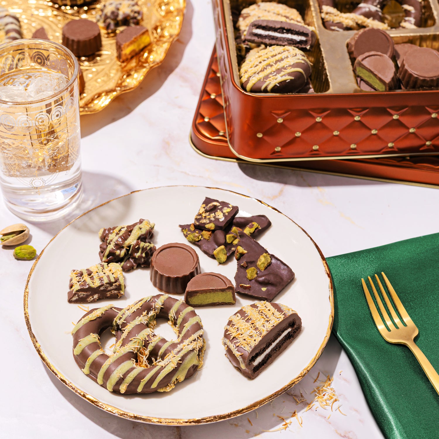 Dubai Chocolate Gift Tin for Thanksgiving, Christmas and Holidays