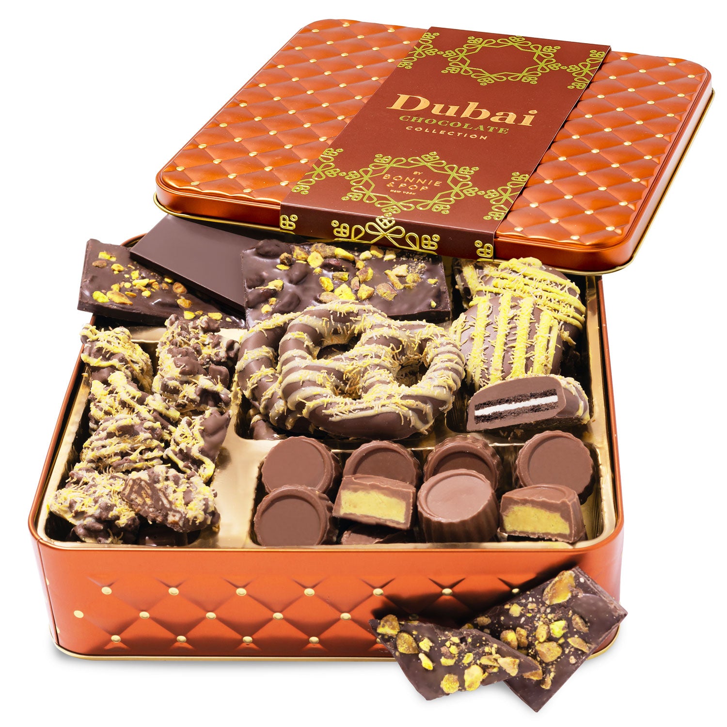 Dubai Chocolate Gift Tin for Thanksgiving, Christmas and Holidays