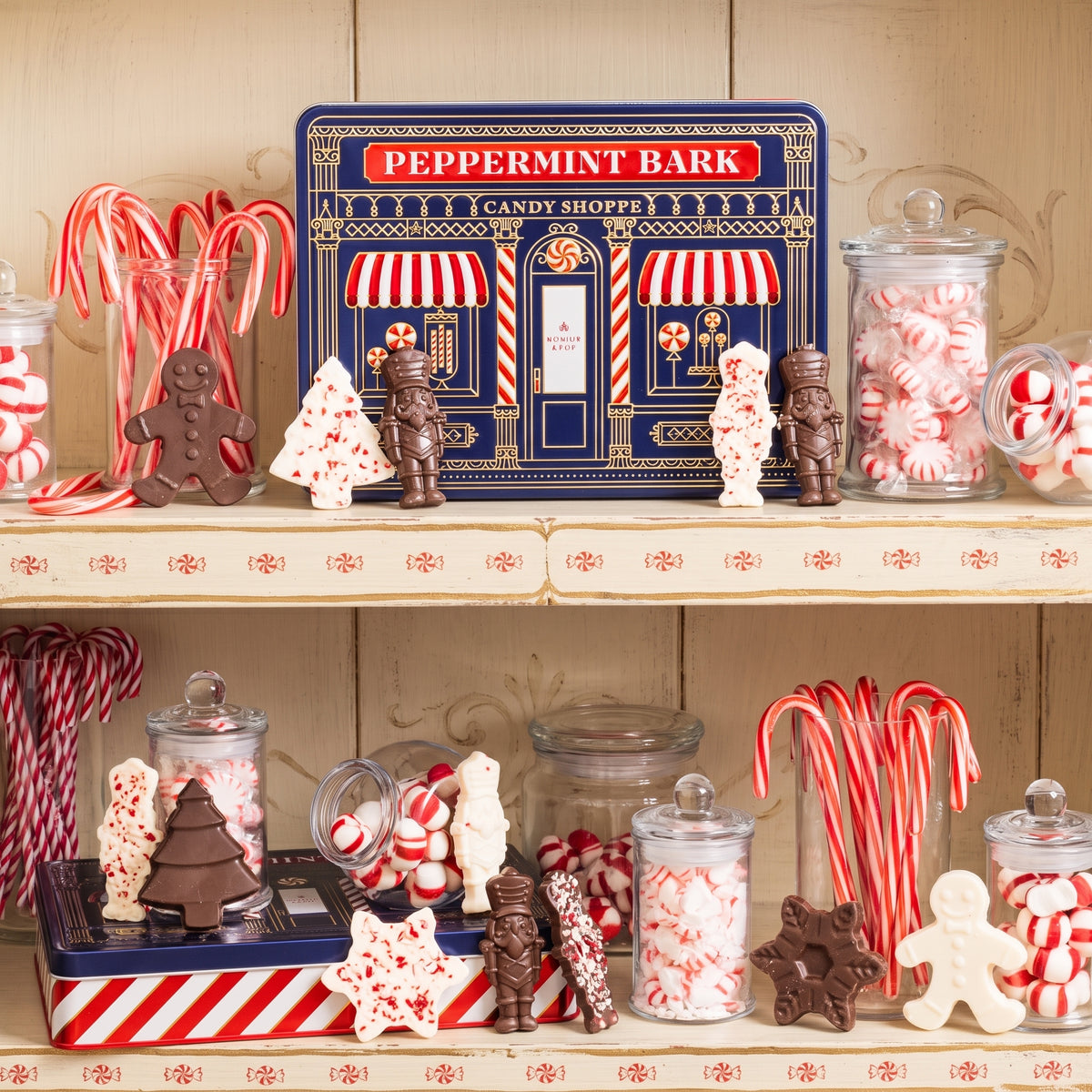 Christmas Gift – Peppermint Bark Gift Tin with Holiday-Shaped Chocolates