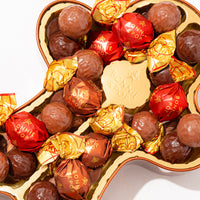 Christmas Gift – Gold Gingerbread Tin Filled with Festive Red & Gold Bon Bons