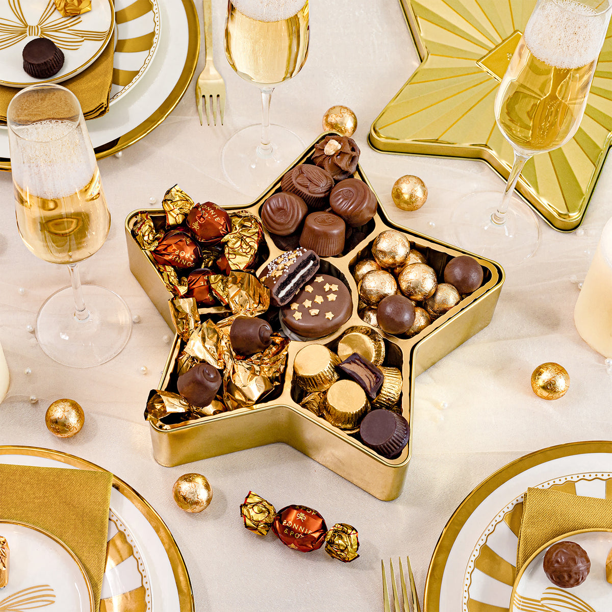 Christmas Chocolate Bon Bons Star Tin – Gourmet Holiday Gift
