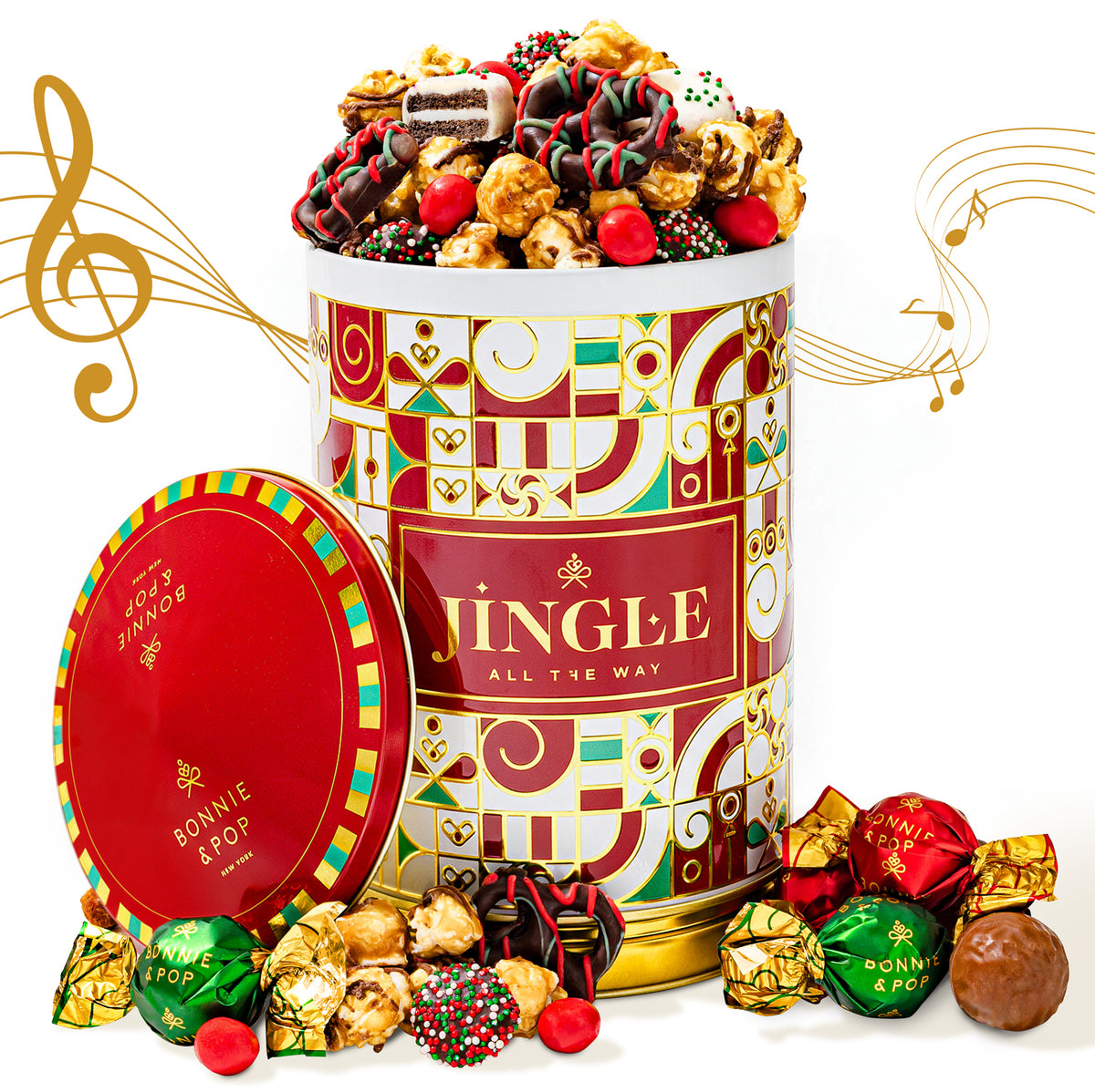 Christmas Gift Basket – Musical Cookie Tin Filled with Chocolate-Covered Oreos