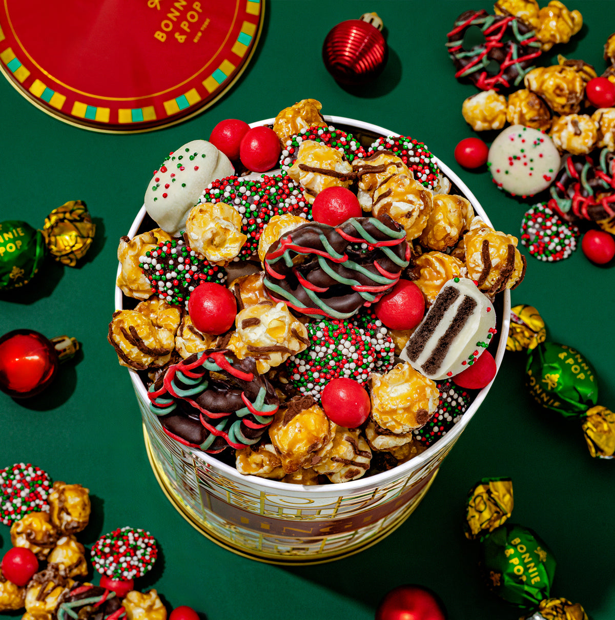 Christmas Gift Basket – Musical Cookie Tin Filled with Chocolate-Covered Oreos