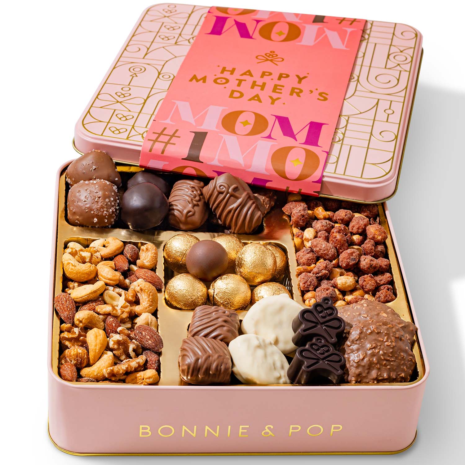 Mother's Day Gift Basket, Chocolate and Nut Snack Box