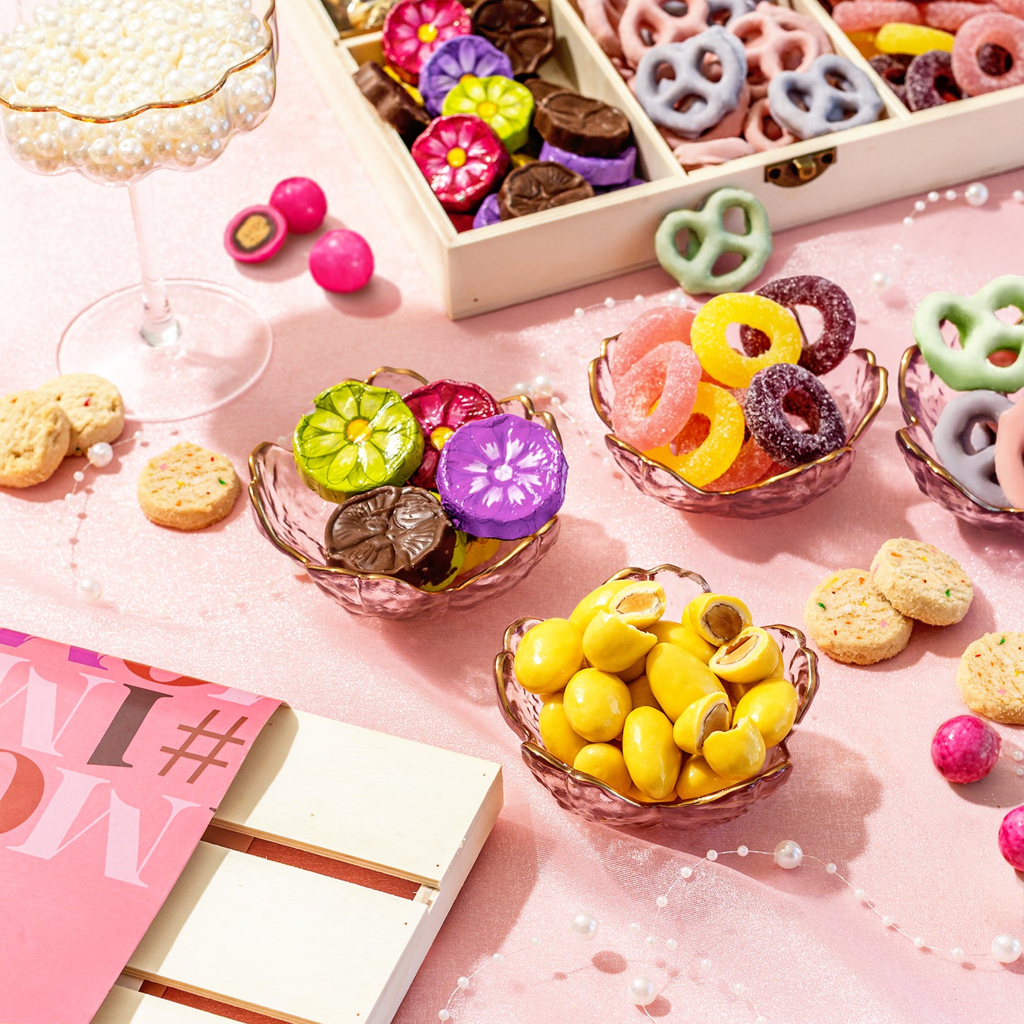 Mothers Day Gift Basket | Candy and Nut Sweet Gourmet Snack Box | Chocolate Flowers and Candy | Best Gift Idea for Mom, Women, Her, Mother, Grandmother