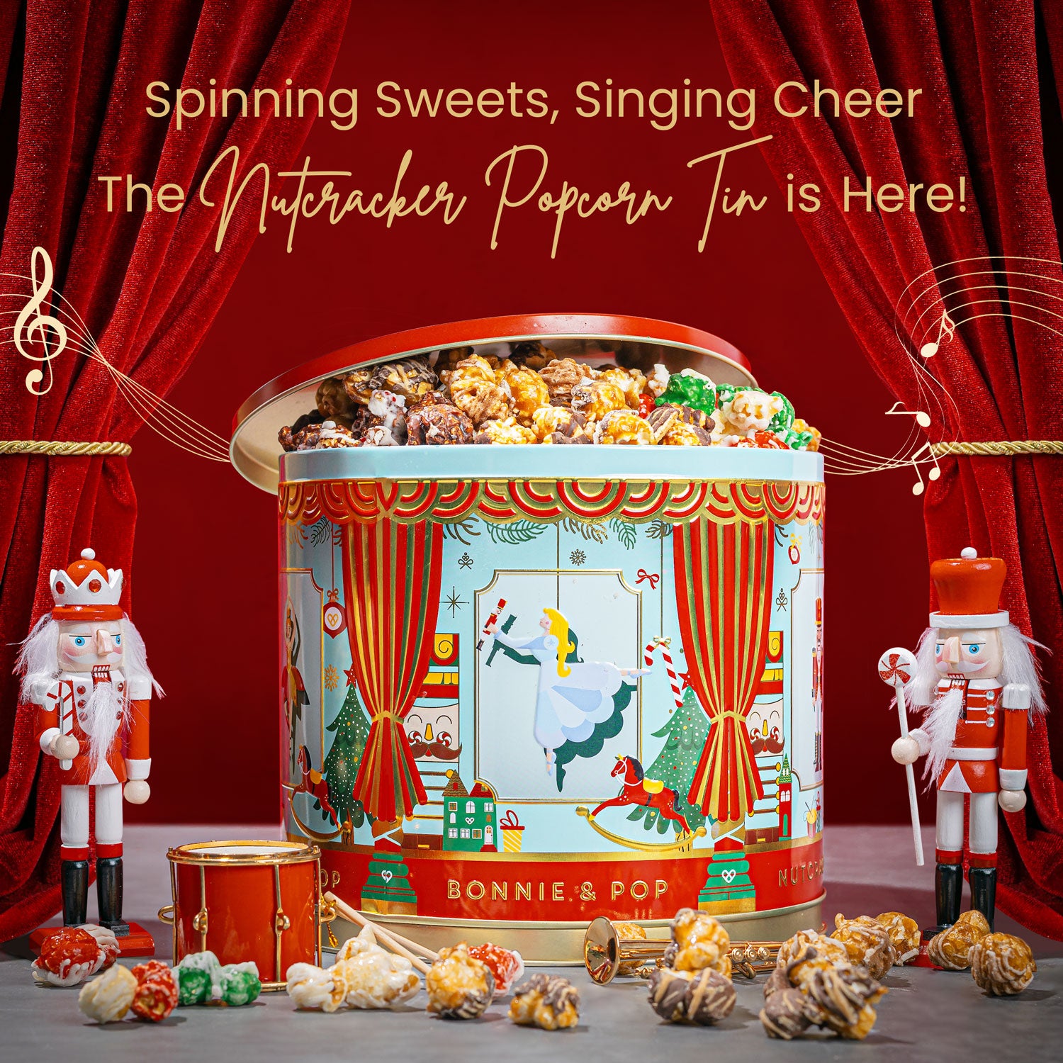 Christmas Nutcracker Musical Holiday Popcorn Carousel