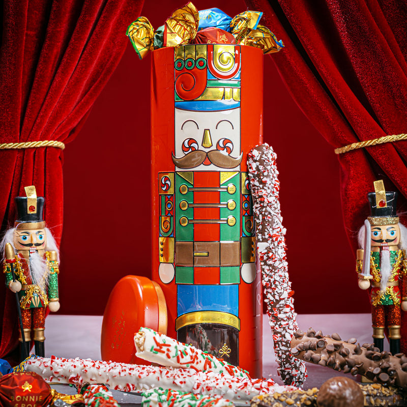 Nutcracker Chocolate-Covered Pretzel Gift Tin – Gourmet Holiday Treats & Christmas Gift Idea