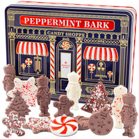 Christmas Gift – Peppermint Bark Gift Tin with Holiday-Shaped Chocolates