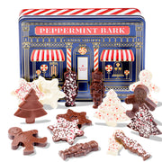 Christmas Gift – Peppermint Bark Gift Tin with Holiday-Shaped Chocolates