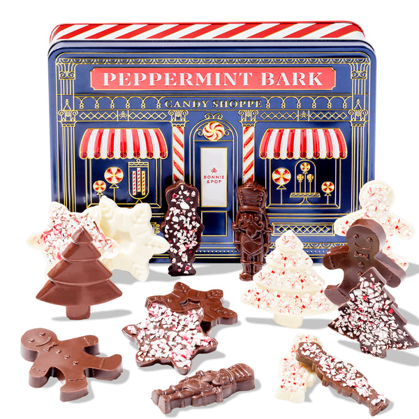 Christmas Gift – Peppermint Bark Gift Tin with Holiday-Shaped
