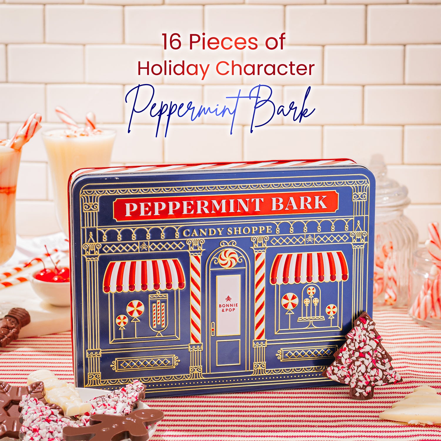 Christmas Gift – Peppermint Bark Gift Tin with Holiday-Shaped Chocolates