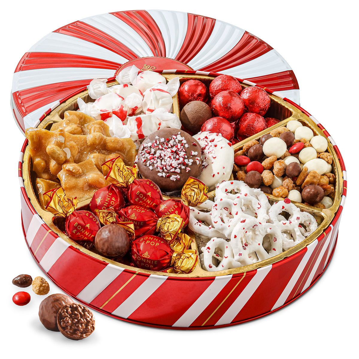 Christmas Gift Basket – Holiday Treat Assortment Box with Chocolates, Nuts & Caramels