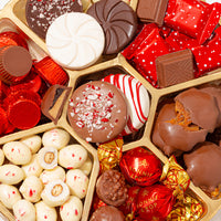 Christmas Gift Basket – Holiday Treat Tin with Built-in Lazy Susan