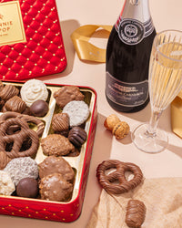 Luxury Sparkling Wine & Chocolate Gift Set – Bonnie & Pop x Domaine Carneros | Elegant Wine & Chocolate Gift Box for Christmas, Anniversary & Corporate Gifting