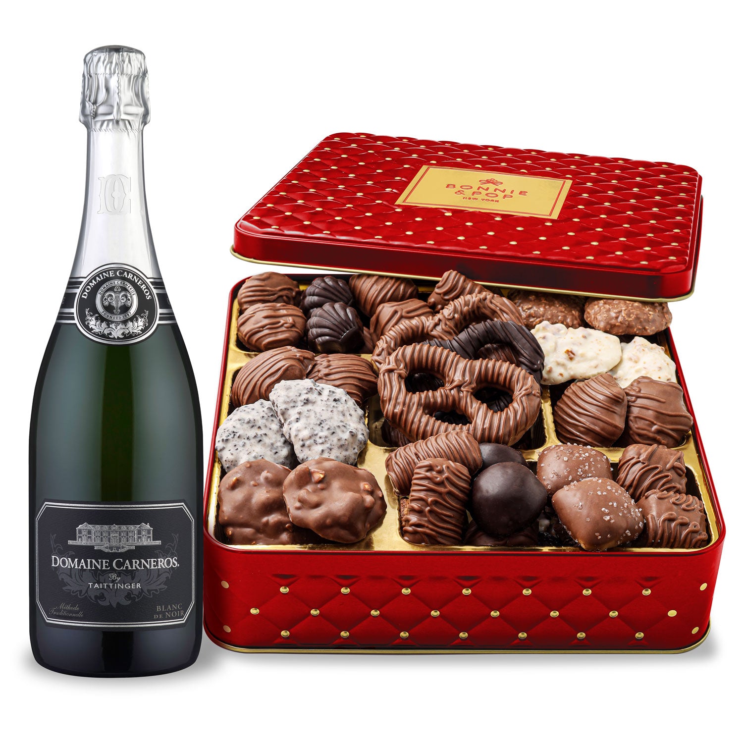Luxury Sparkling Wine & Chocolate Gift Set – Bonnie & Pop x Domaine Carneros | Elegant Wine & Chocolate Gift Box for Christmas, Anniversary & Corporate Gifting