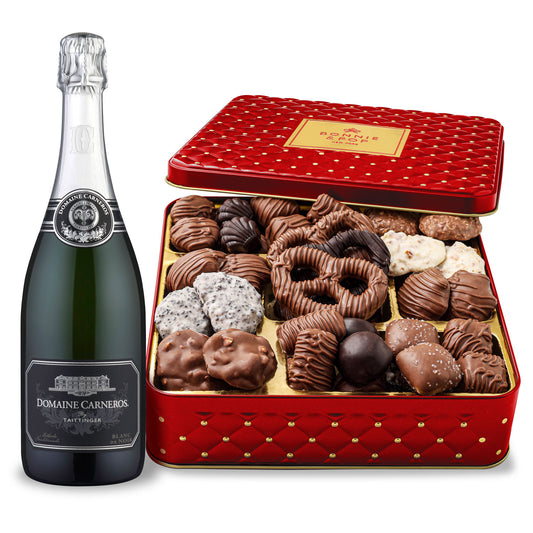 Luxury Sparkling Wine & Chocolate Gift Set – Bonnie & Pop x Domaine Carneros | Elegant Wine & Chocolate Gift Box for Christmas, Anniversary & Corporate Gifting