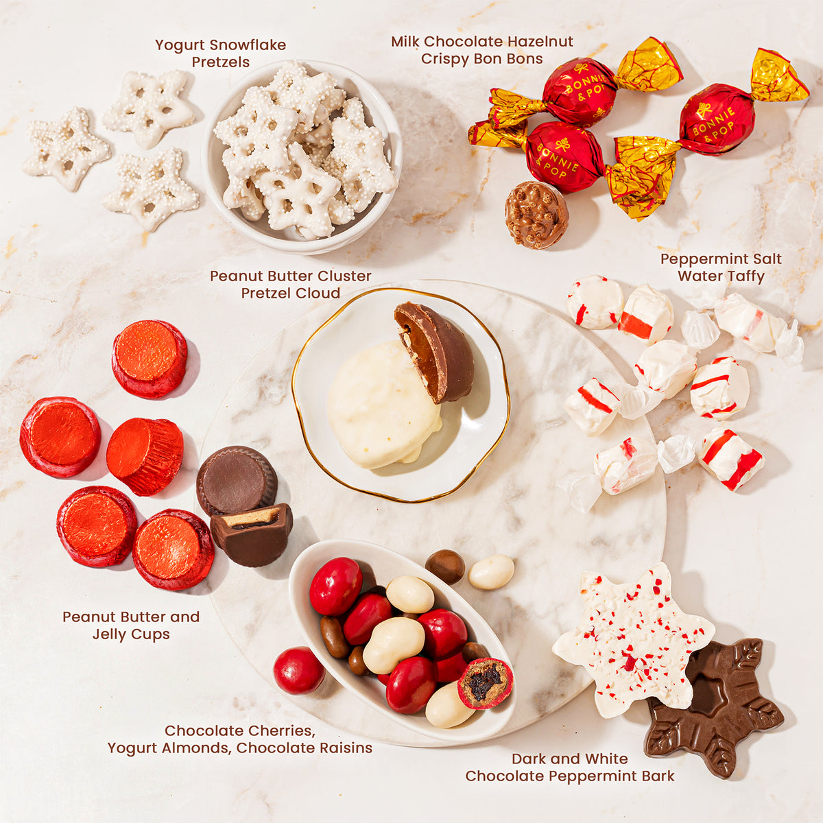 Christmas Gift Basket – Holiday Treat Assortment Box with Chocolates, Nuts & Caramels