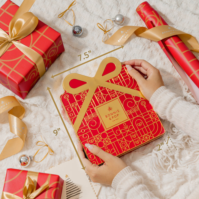 Chocolate Gift Tin- Gift Box Tin- Red and Gold