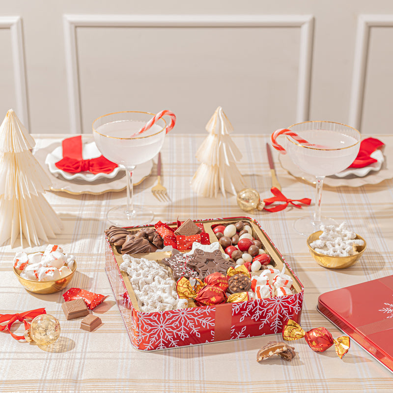 Christmas Gift Basket – Chocolate & Nuts Gourmet Gift Basket in Keepsake Tin