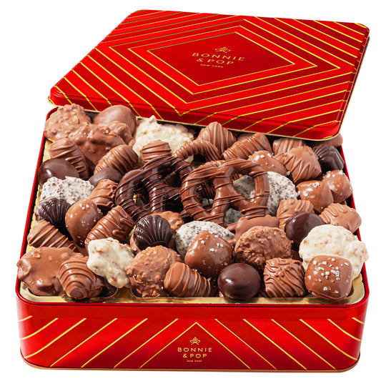 Christmas Chocolate Gift Basket – Extra Large Tin Loaded with Truffles and Chocolate Holiday Favorites