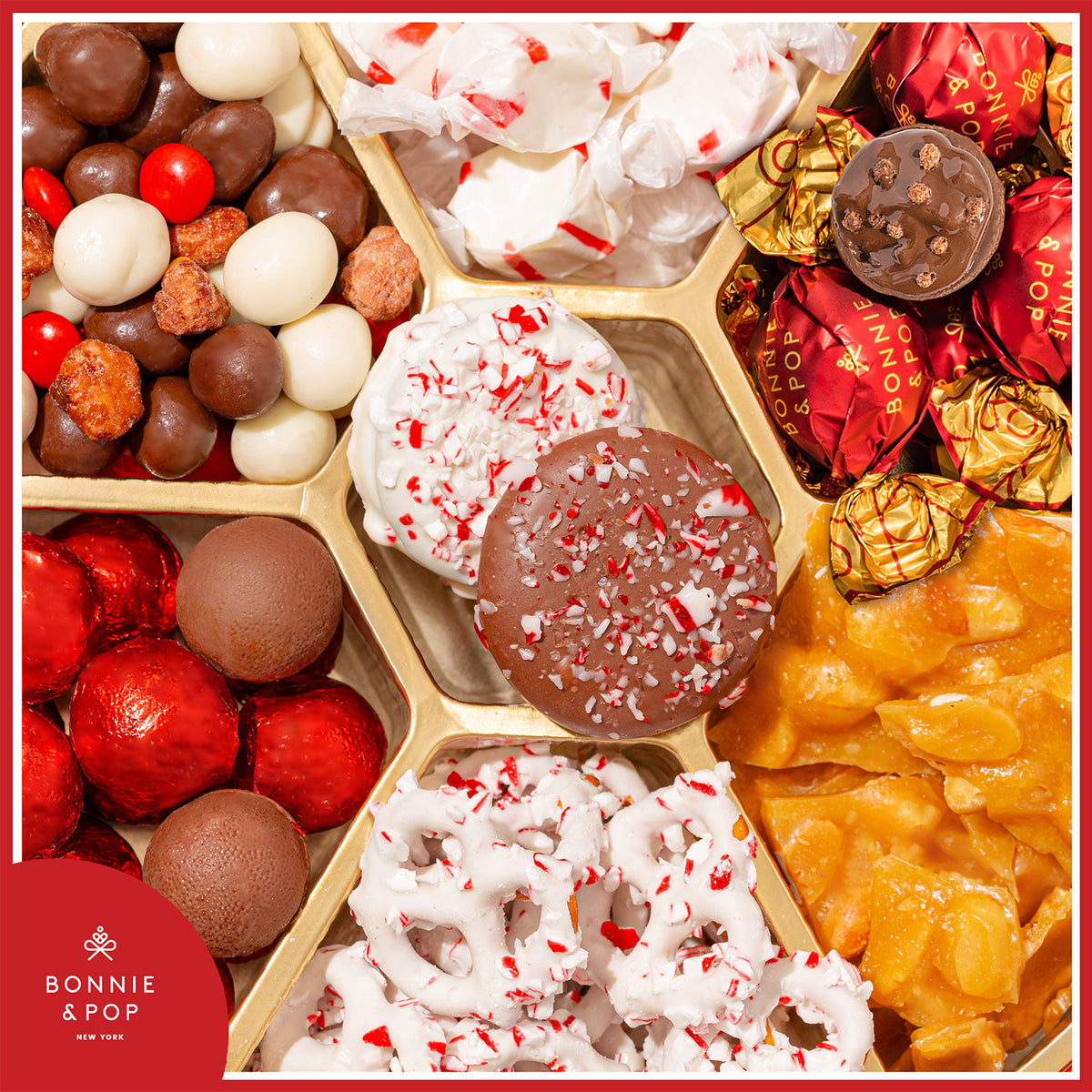 Christmas Gift Basket – Holiday Treat Assortment Box with Chocolates, Nuts & Caramels