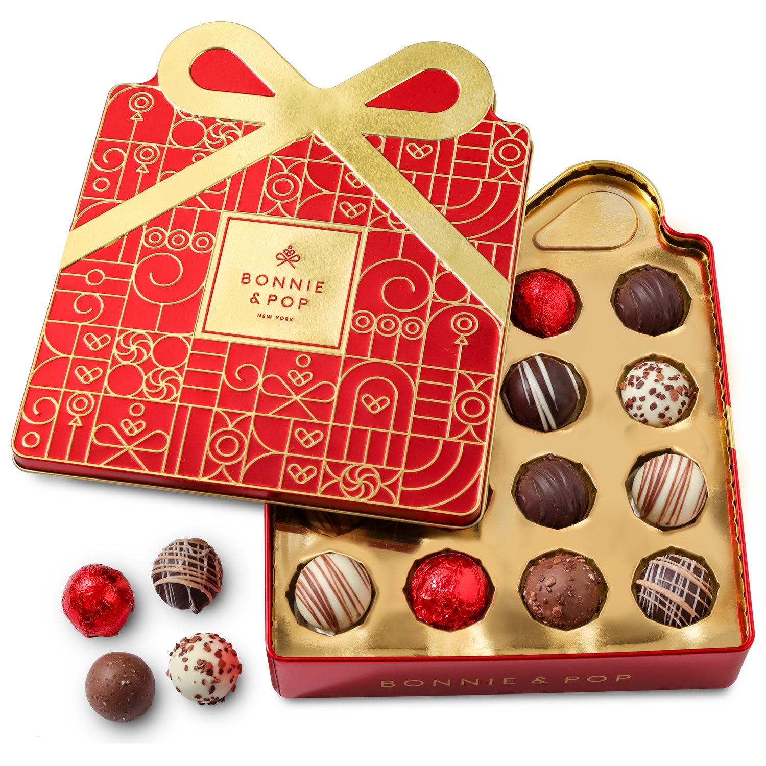 Chocolate Gift Tin- Gift Box Tin- Red and Gold – Bonnie and Pop