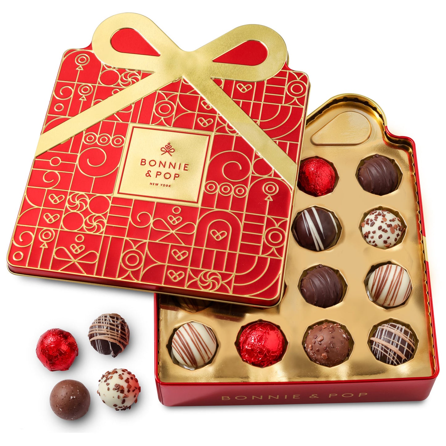 Chocolate Gift Tin- Gift Box Tin- Red and Gold