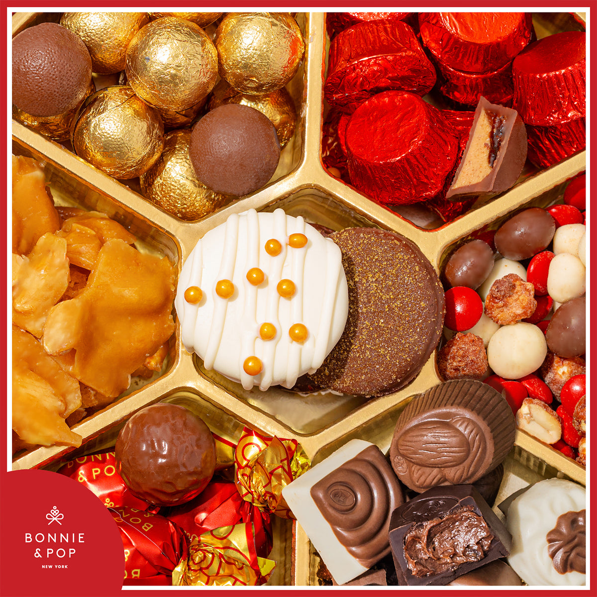 Christmas Gift Box – Holiday Treat Assortment with Gourmet Chocolates, Nuts & Caramels