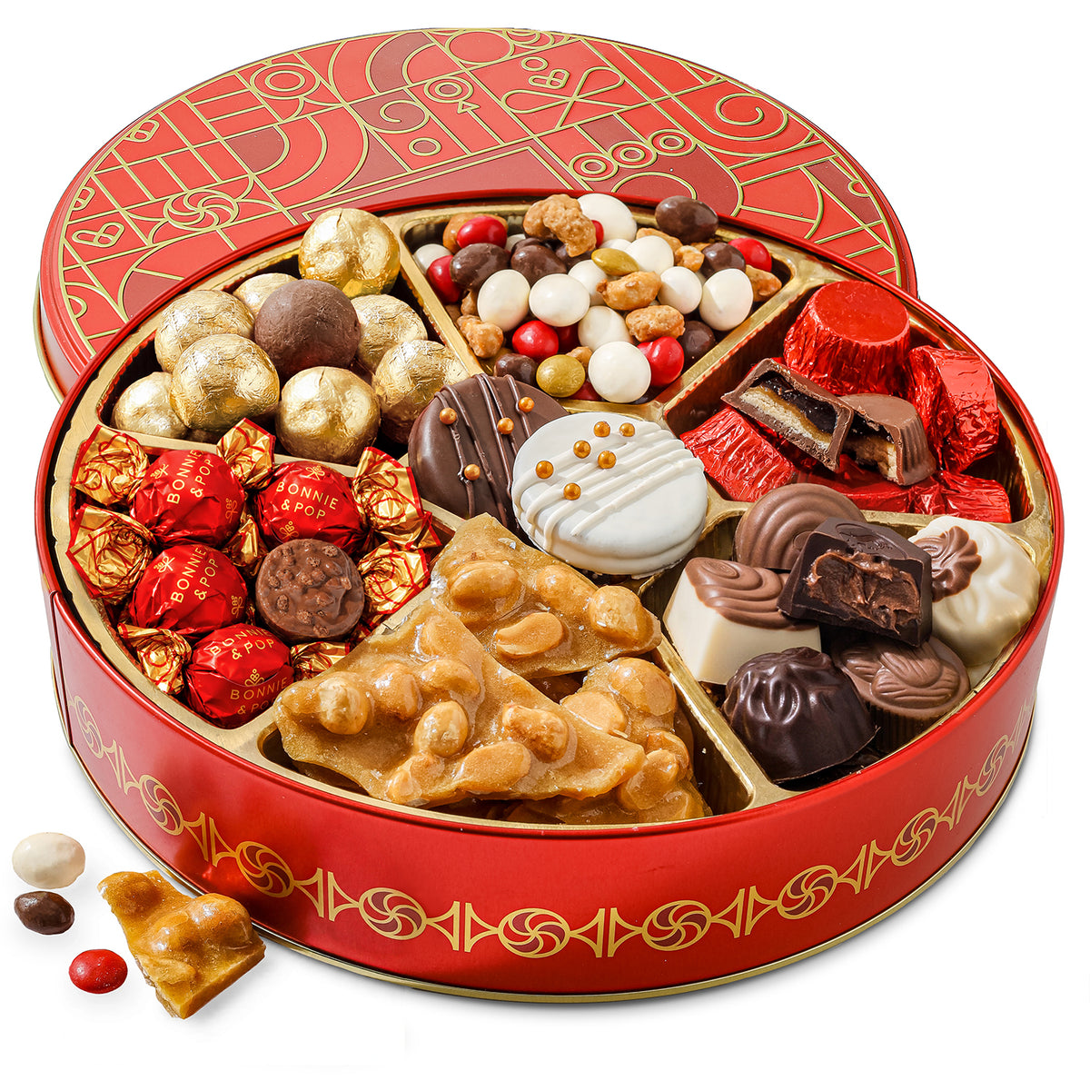 Christmas Gift Box – Holiday Treat Assortment with Gourmet Chocolates, Nuts & Caramels