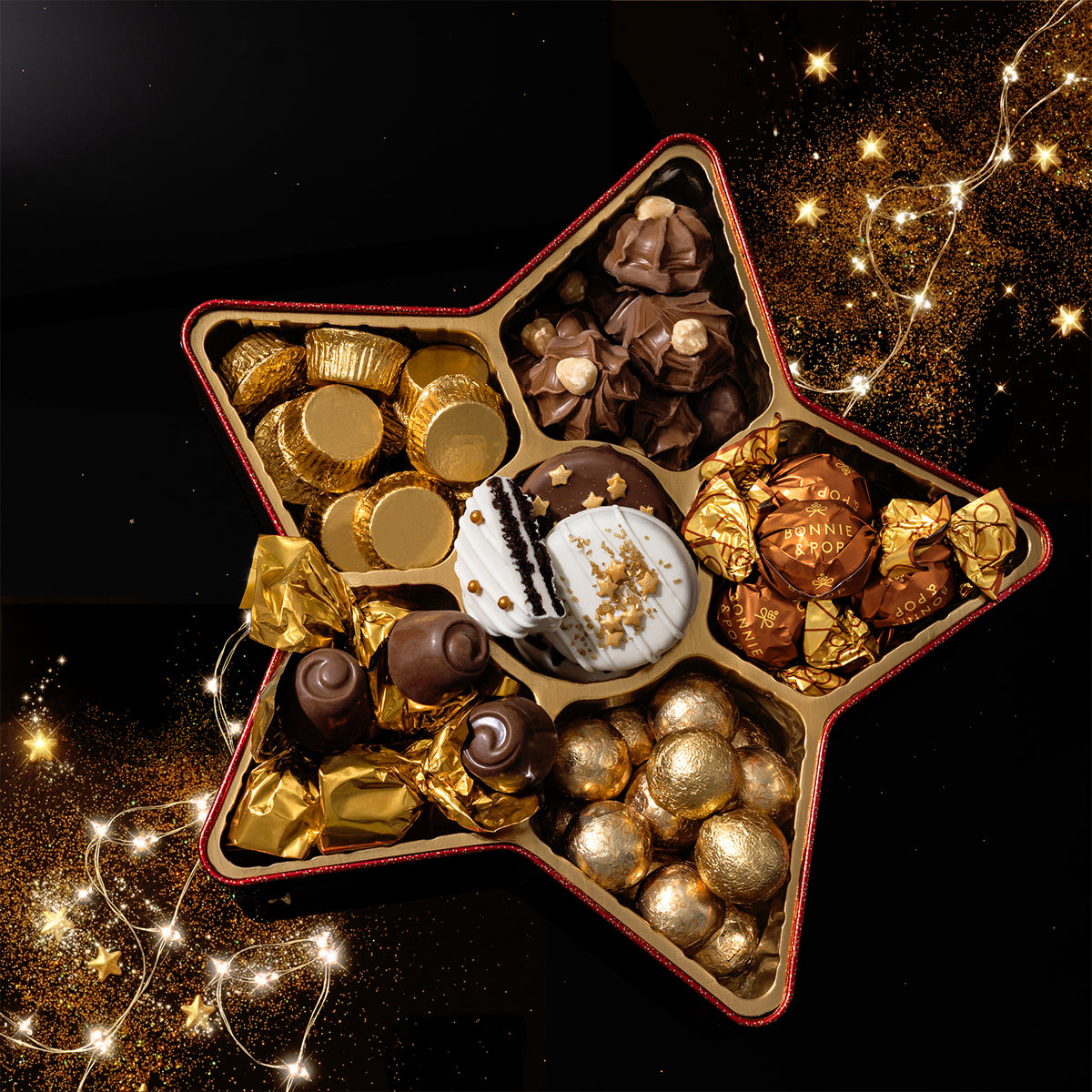 Christmas Chocolate Bon Bons Star Tin – Gourmet Holiday Gift