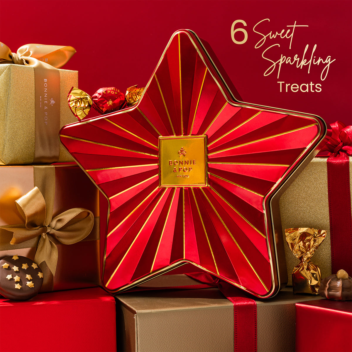 Christmas Chocolate Bon Bons Star Tin – Gourmet Holiday Gift