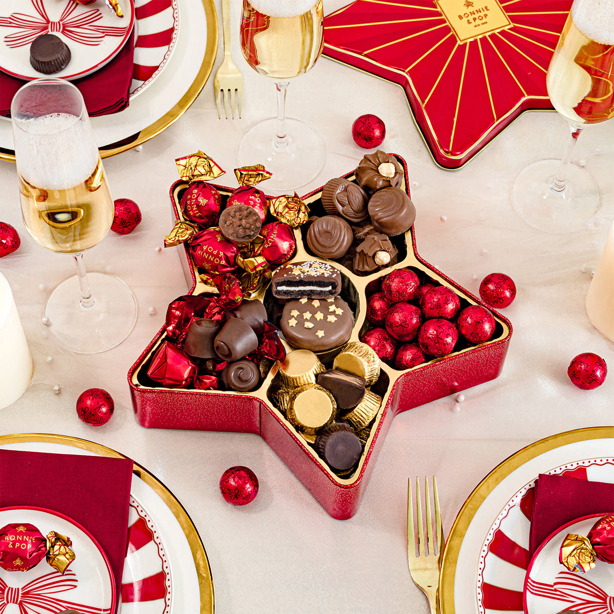 Christmas Chocolate Bon Bons Star Tin – Gourmet Holiday Gift