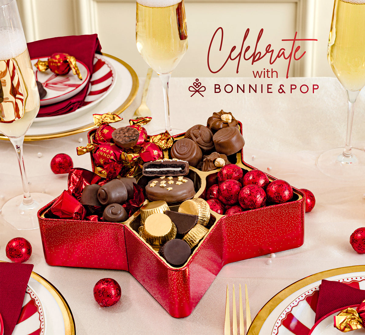 Christmas Chocolate Bon Bons Star Tin – Gourmet Holiday Gift