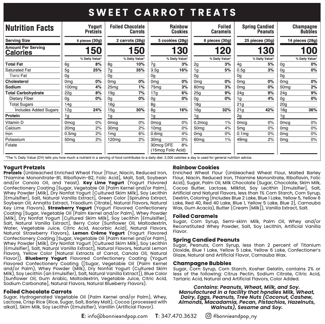 Easter Carrot Treat Gift Box – Spring Candy Assortment with Caramels, Champagne Bubbles Candy, Candied Peanuts, Yogurt Pretzels & Shortbread Cookies