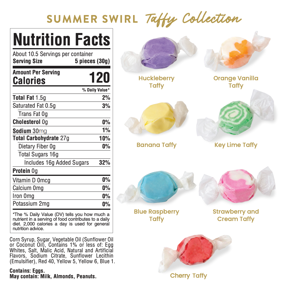 Summer Candy Gift with 7 Assorted Flavors | Beach Ball Salt Water Taffy Gift Box