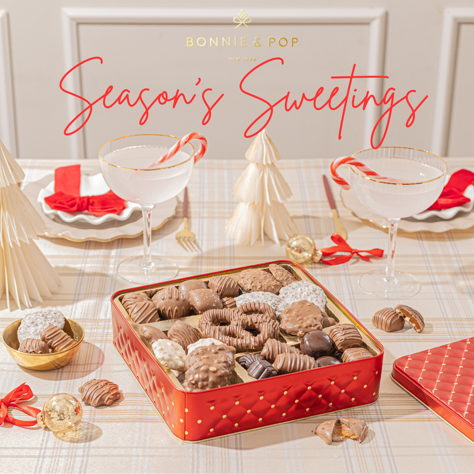 Luxury Sparkling Wine & Chocolate Gift Set – Bonnie & Pop x Domaine Carneros | Elegant Wine & Chocolate Gift Box for Christmas, Anniversary & Corporate Gifting