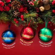 Christmas Gift- Festive Ornament Tins Filled with Gourmet Chocolate Bon Bons- Set of 3