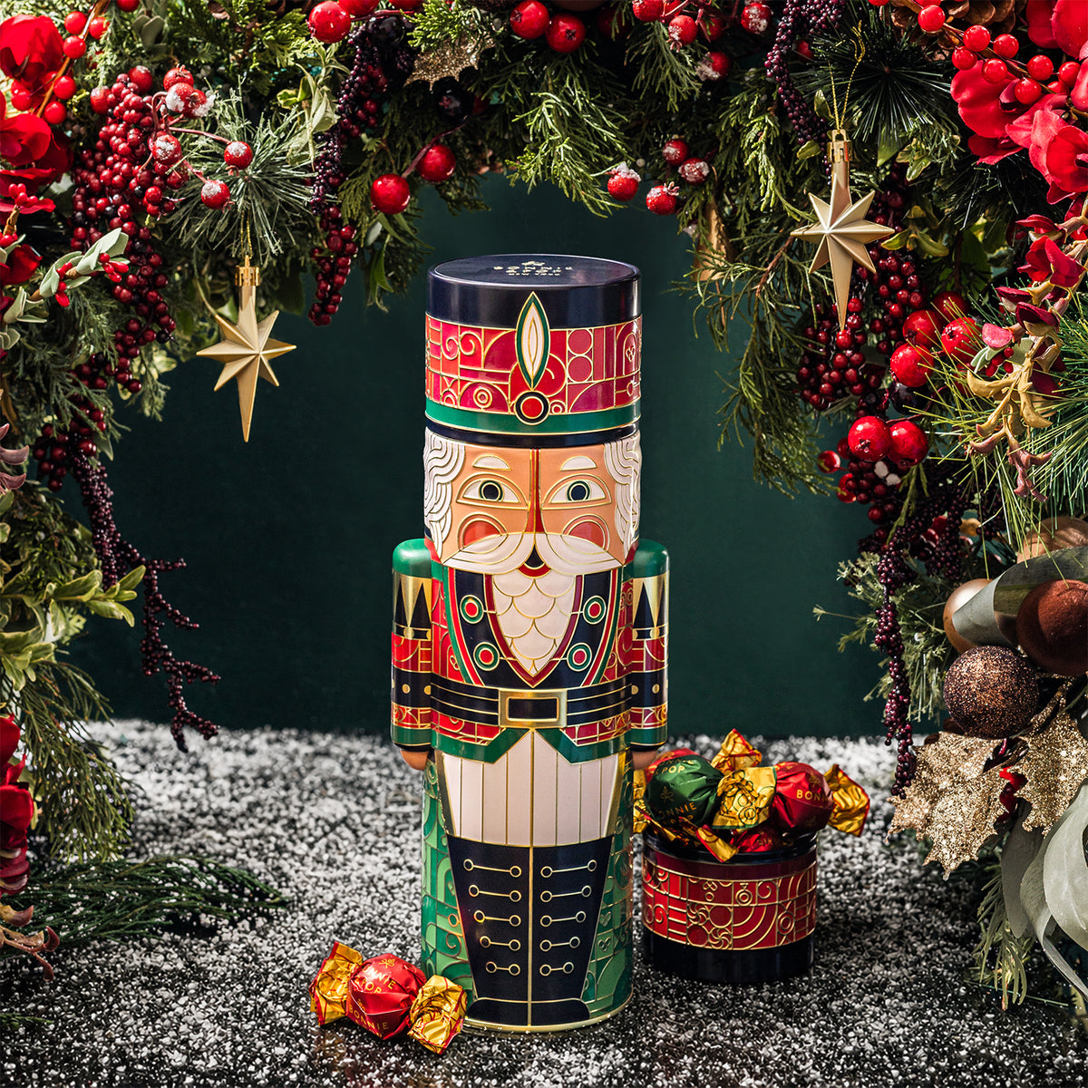Christmas Gift Basket – Nutcracker Soldier Keepsake Tin Filled with Holiday Snack Mix