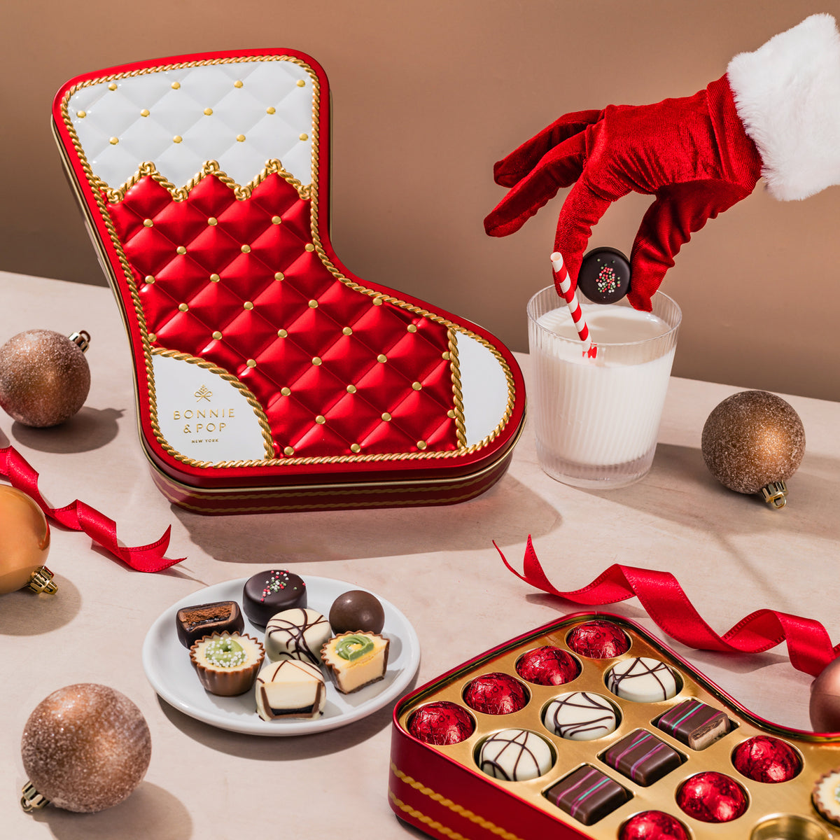 Christmas Chocolate Bon Bons Stocking Tin – Gourmet Holiday Gift