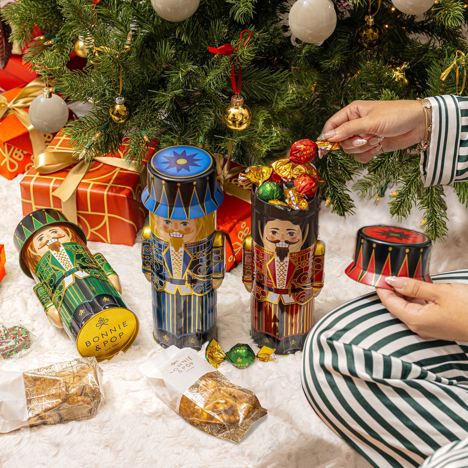 Christmas Gift Basket – Chocolate & Holiday Treat Trio in Nutcracker Toy Soldier Tins