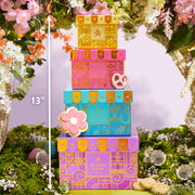 Summer Gift Tower, Gourmet Candy & Snack Box Assortment with Popcorn, Cookies, Taffy, Nuts, Caramels & Sweet Treats - Bonnie & Pop