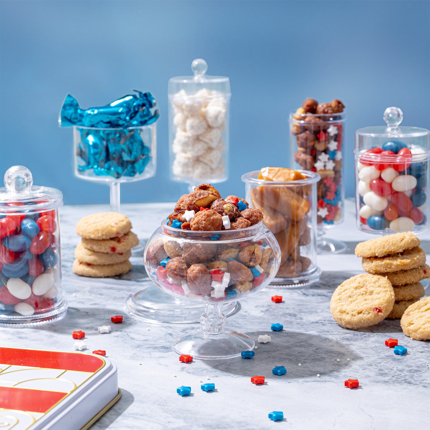 The Americana Gift Tin- Red, White, and Blue Patriotic Candy