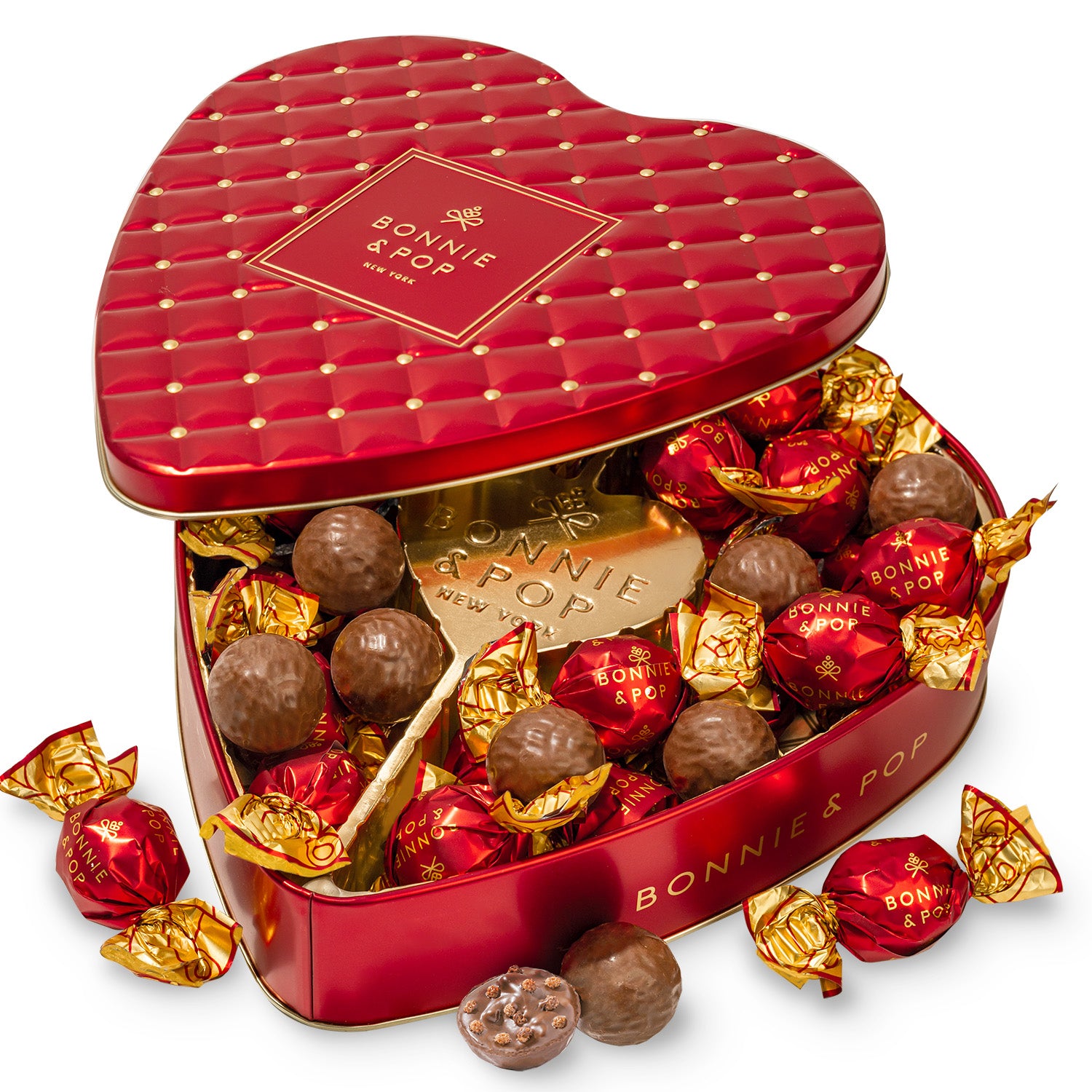 Mothers Day Chocolate Gift- Heart Shaped Tin with Chocolate Hazelnut Bon Bons
