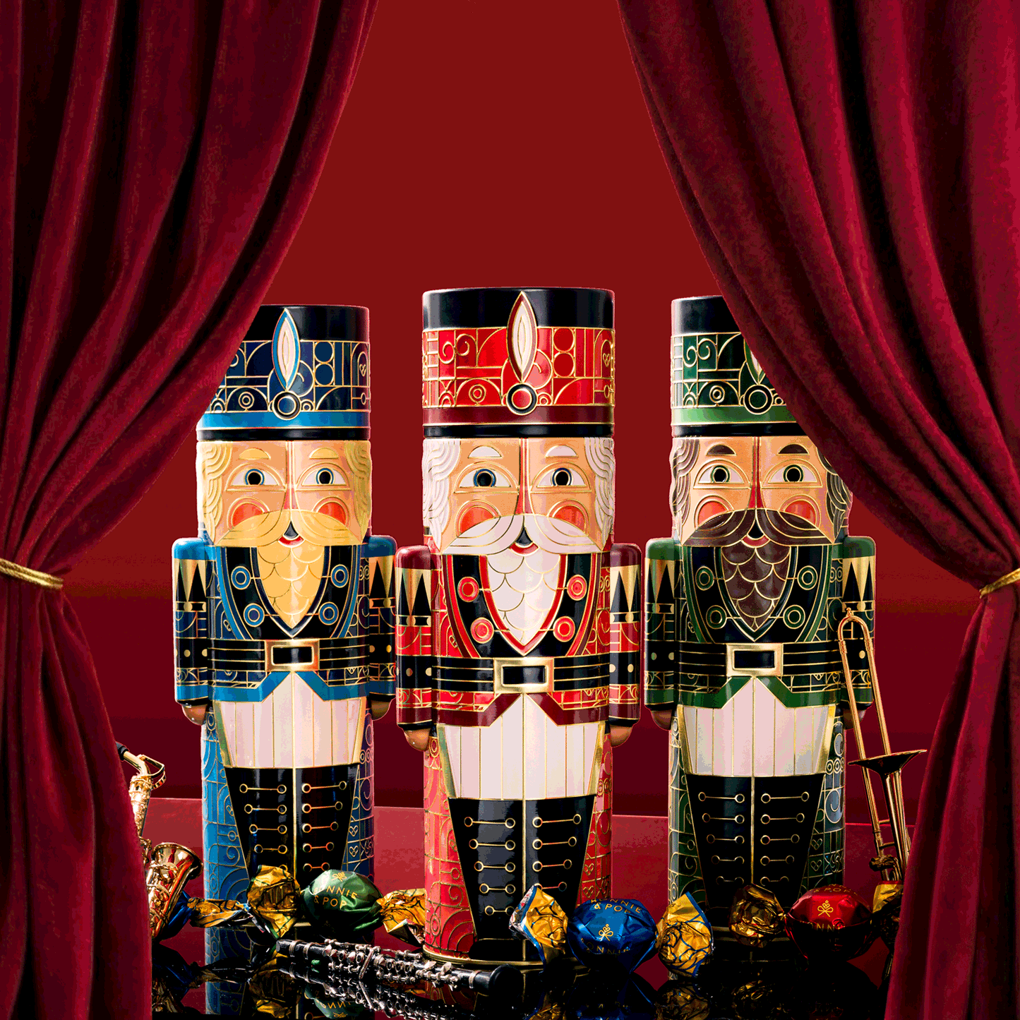 Christmas Gift Basket – Chocolate & Holiday Treat Trio in Nutcracker Toy Soldier Tins