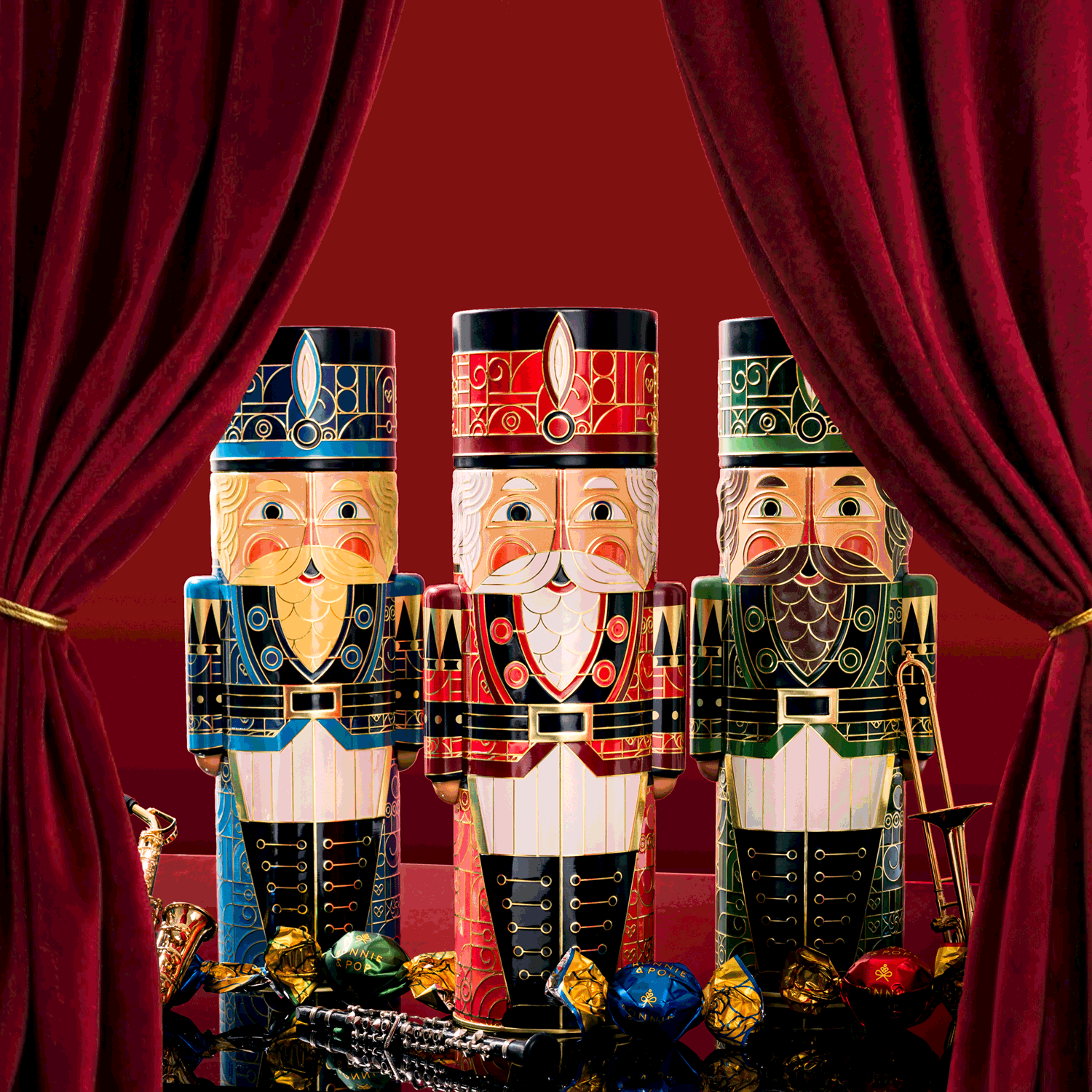 Christmas Gift Basket – Chocolate & Holiday Treat Trio in Nutcracker Toy Soldier Tins