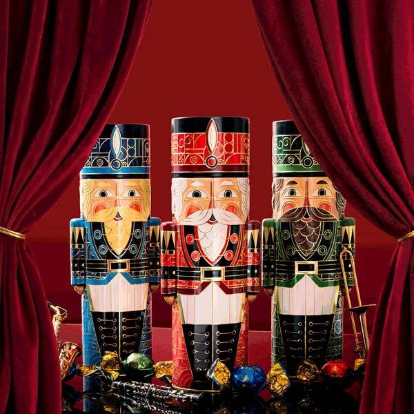Christmas Gift Basket – Chocolate & Holiday Treat Trio in Nutcracker Toy Soldier Tins