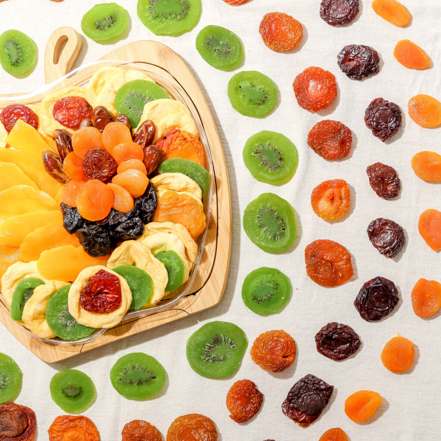 Dried Fruit Gift Basket in Convertible Wooden Tray – Healthy & Elegant Fruit Gift