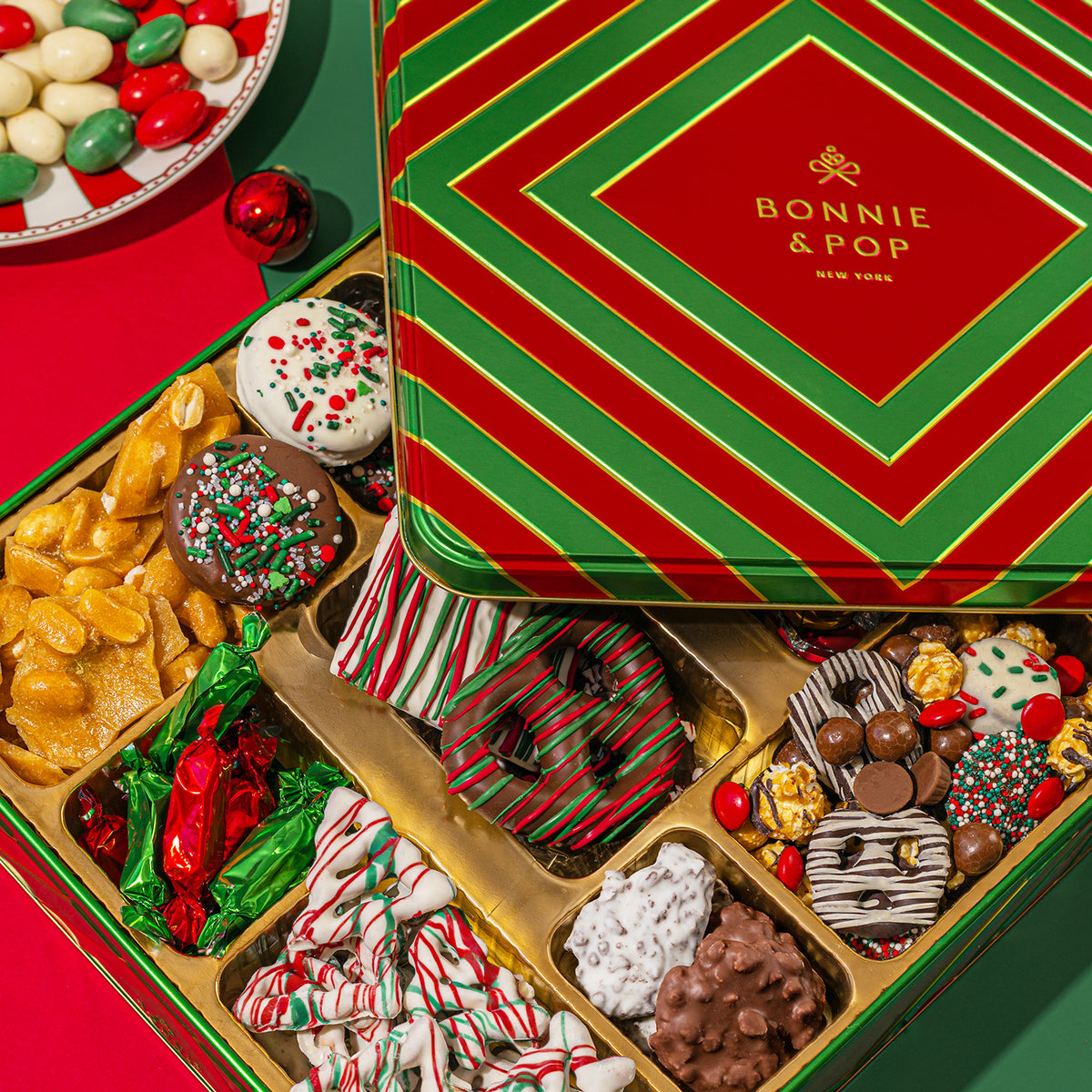 Christmas Tin with Assorted Holiday Treats- Extra Large