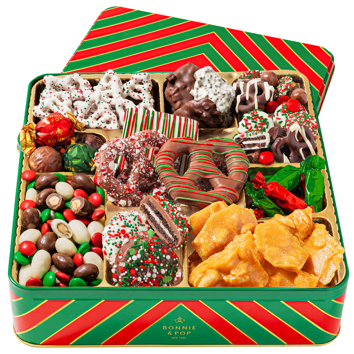 Christmas Tin with Assorted Holiday Treats- Extra Large